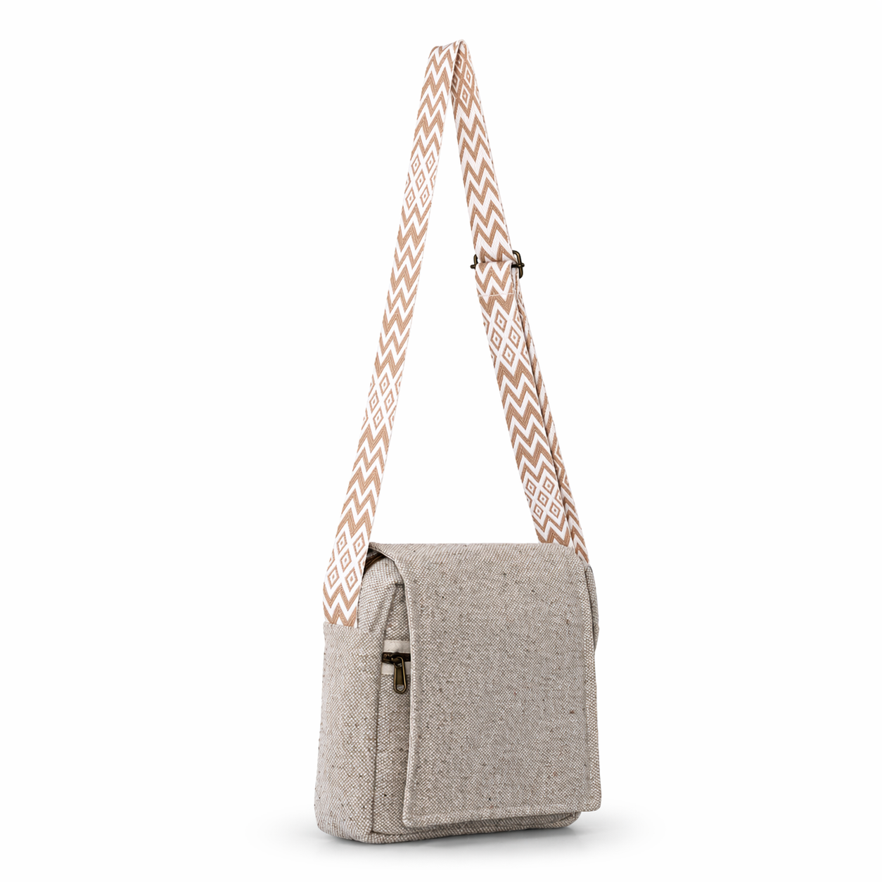 Unisex Hemp Crossbody Messenger Bag | Eco-Friendly Compact Sling | 8x8x2.5 Inch | Adjustable Strap | Everyday Utility Bag