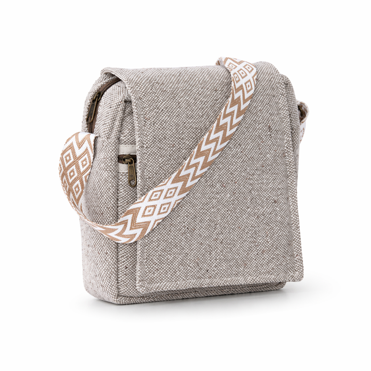Unisex Hemp Crossbody Messenger Bag | Eco-Friendly Compact Sling | 8x8x2.5 Inch | Adjustable Strap | Everyday Utility Bag
