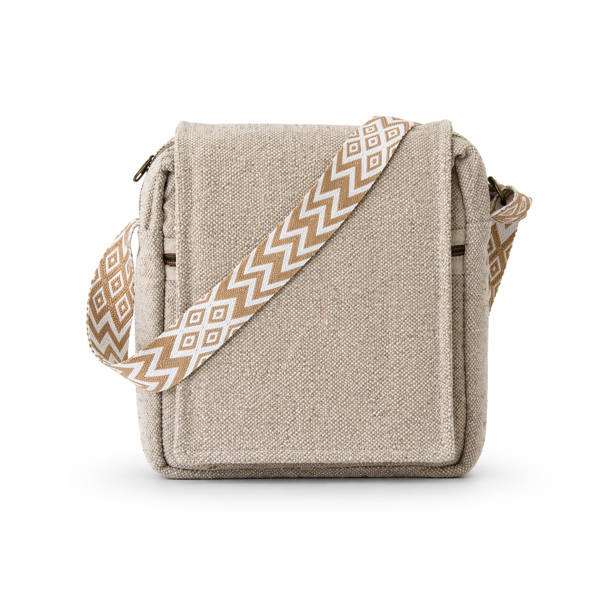 Unisex Hemp Crossbody Messenger Bag | Eco-Friendly Compact Sling | 8x8x2.5 Inch | Adjustable Strap | Everyday Utility Bag